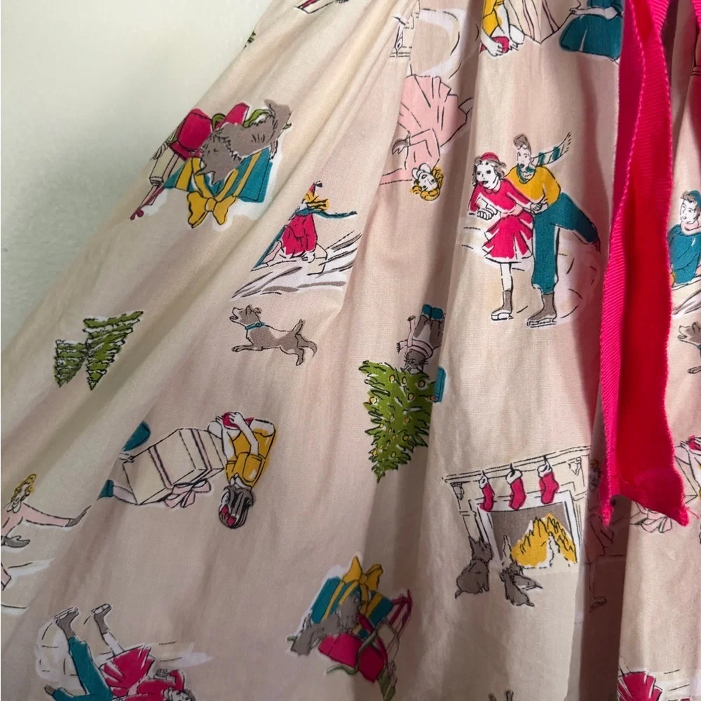 Vintage Joules Christmas Themed Girls Dress Sleeveless Size 4-5